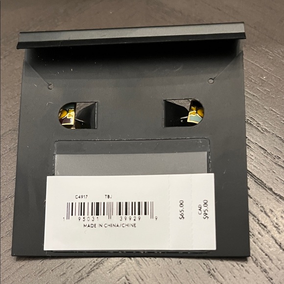 Coach Gold, Buttercup and Grey Enamel Hoop Earrings NWT - Picture 2 of 3